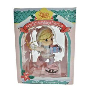 Enesco Precious Moments Ice Skating Vintage Christmas Ornament Figurine